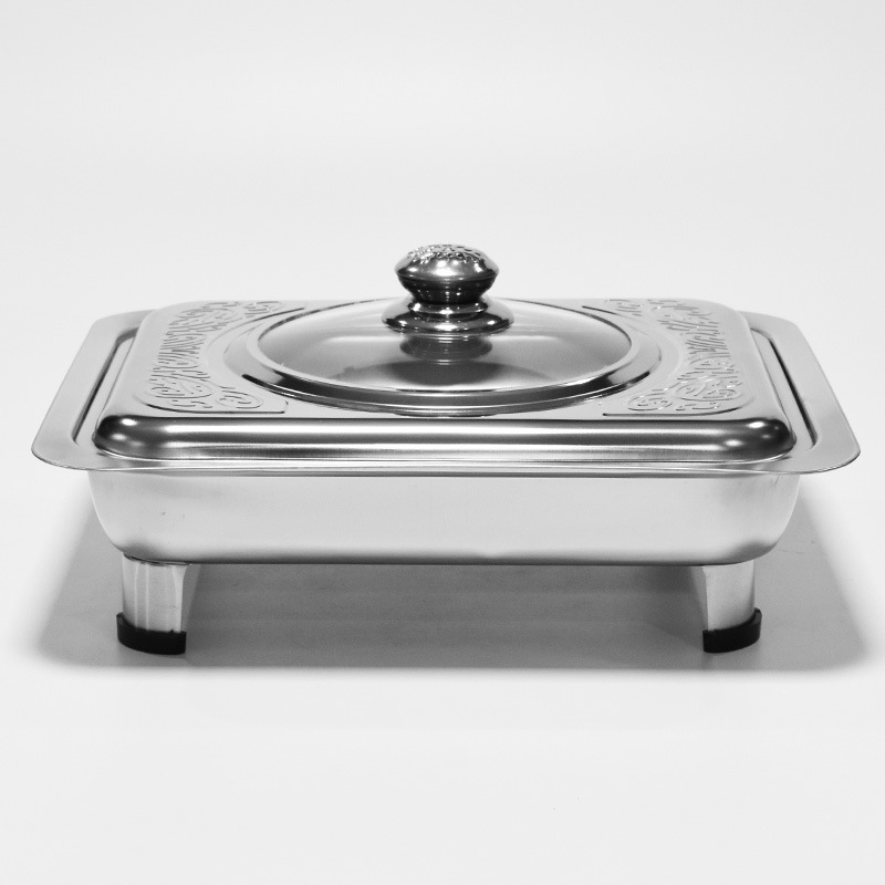 Stainless steel square stove hotel restaurant daily four-leg square stove removable rectangular fish roasting plate