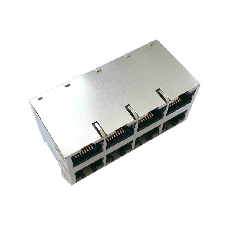 JG47561A55NL 2*4 RJ45 разъем со встроенным магнитным разъемом 100/1000 Base-T Ind Temp.