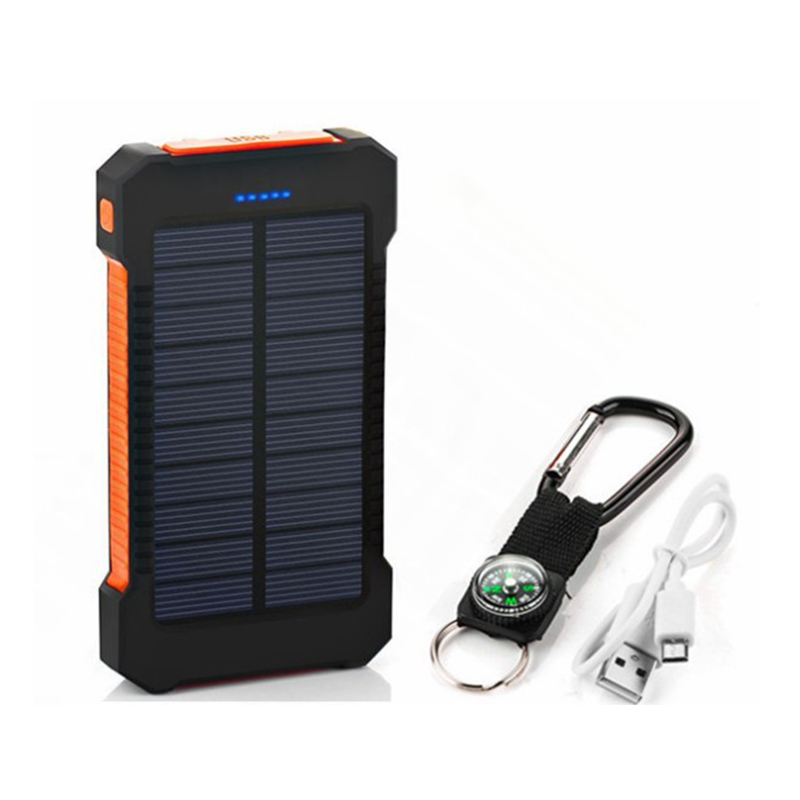 Солнечное зарядное устройство с двумя портами USB Power Bank 20000 мАч водонепроницаемый аккумулятор зарядное устройство Внешняя портативная солнечная панель со светодиодной подсветкой