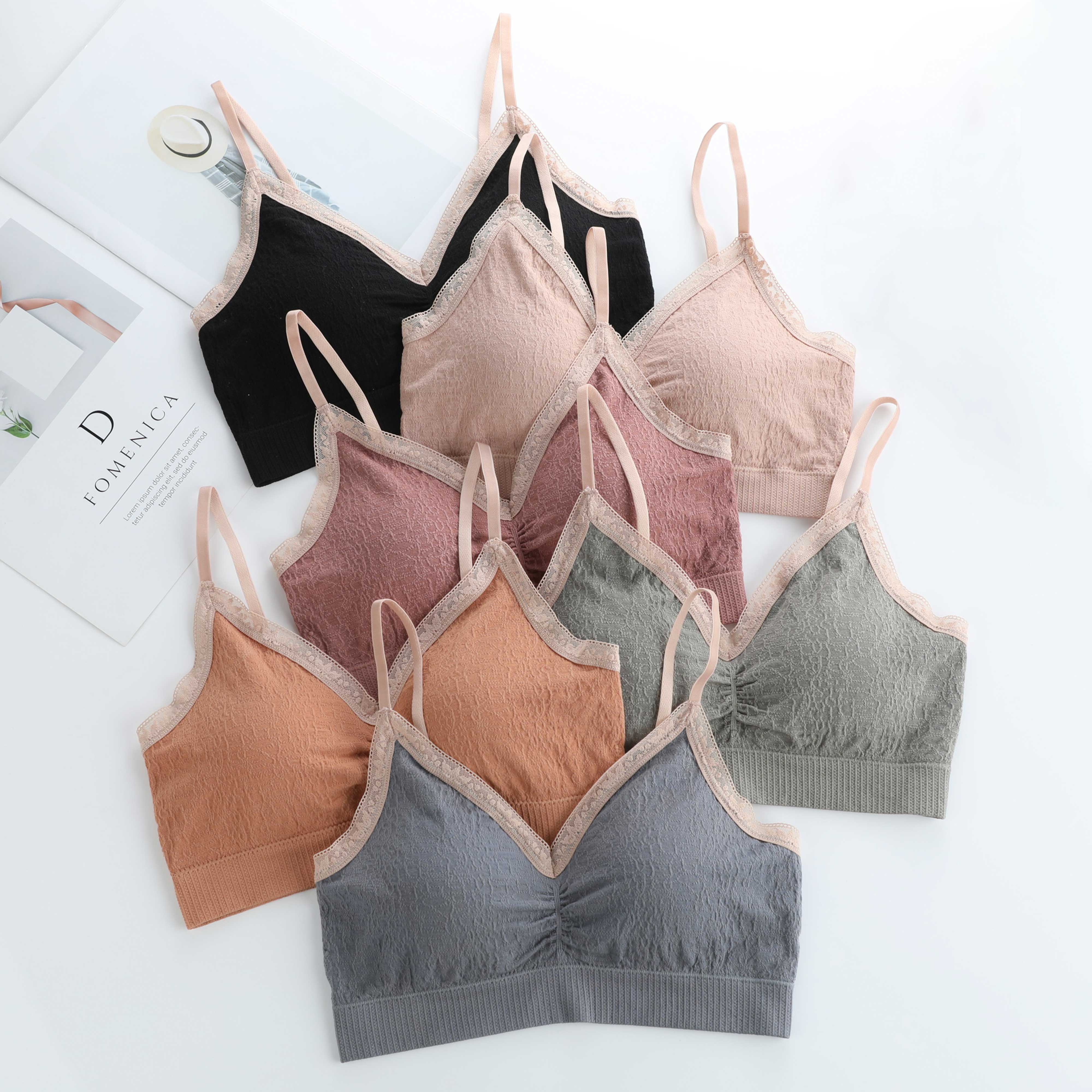 V Neck Breast Wrap Women Seamless Bra PushUp Bra Camisole Girls Adjustable Best Seamless Padded Bra Bralettes with Elastic Strap