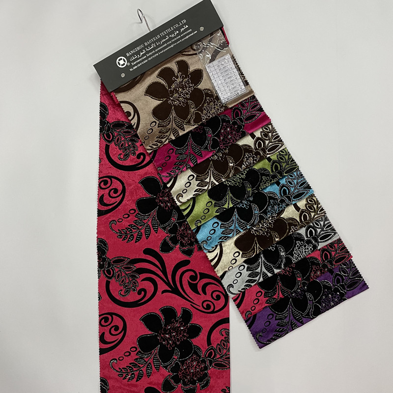 flocked dense velvet fabric 100% polyester sofa fabric