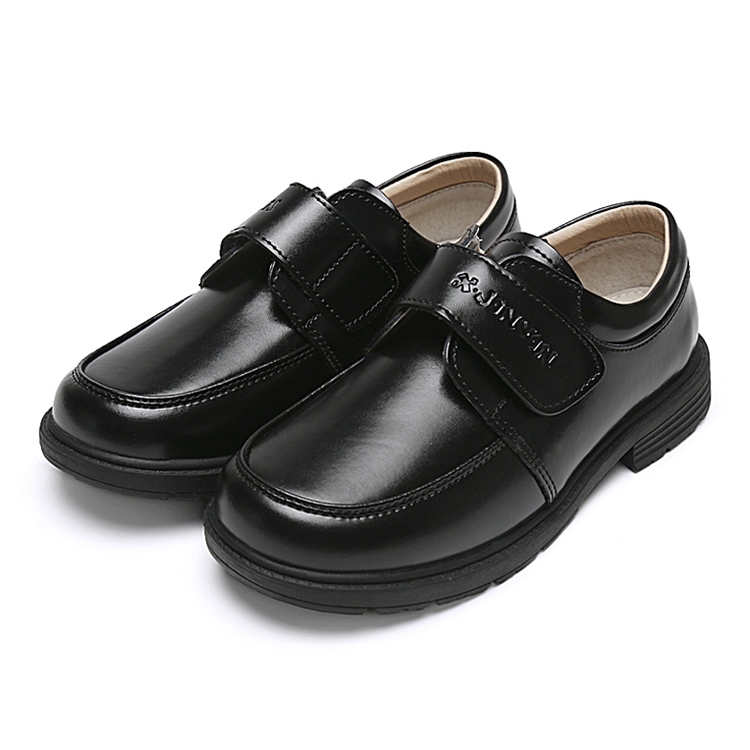Client popular craft leather material soft sole boys school uniform black leather shoes