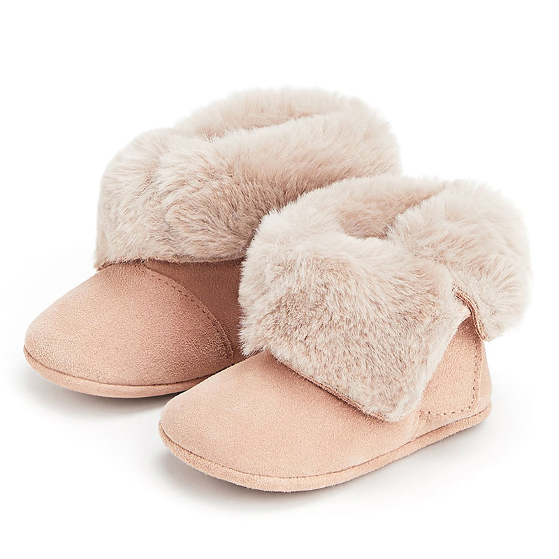 Winter Warm Genuine Leather With Plush Toddler Girls Footwear Baby Snow Boot Shoes