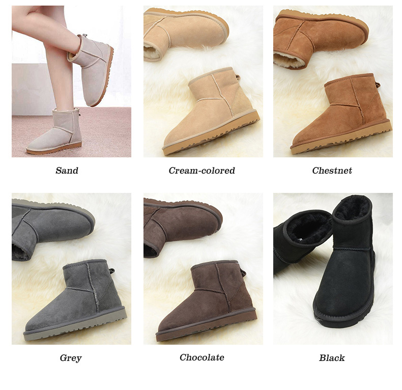 Wholesale Fashion Genuine Leather Ladies Sheepskin Winter Women Snow Shoes Lamb Wool Fur Boots