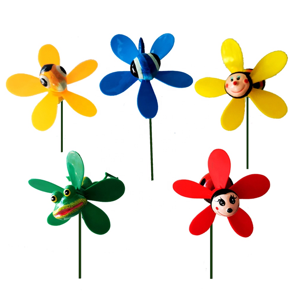 5 Pack Lawn Pinwheels Whirlygigs Windmill Rotating Design Plastic Garden Wind Spinners with Metal Stakes
