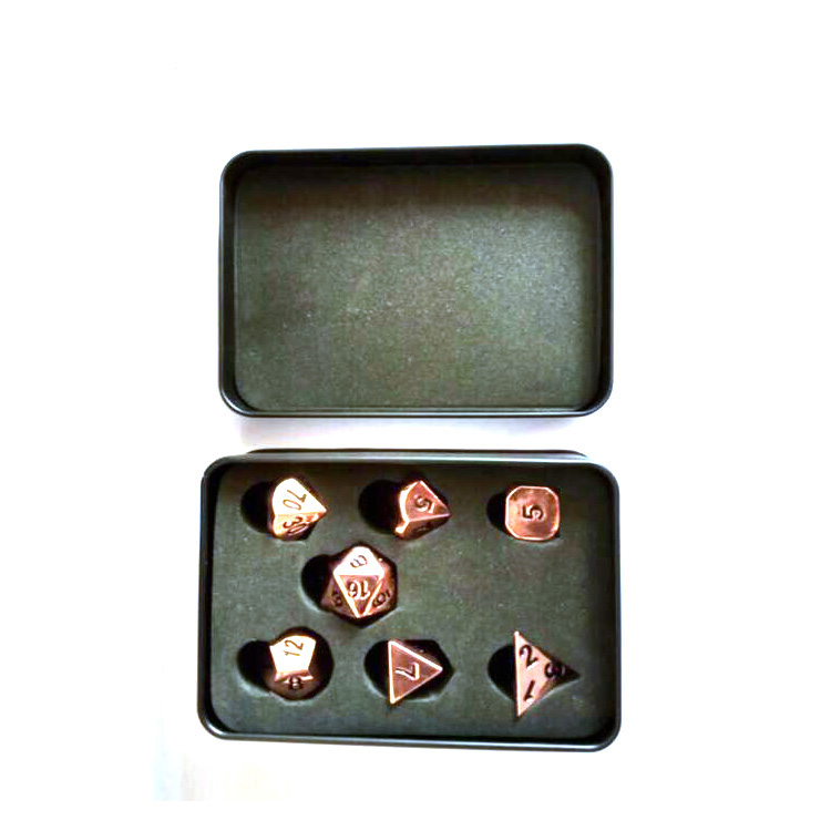 Wholesale custom logo polyhedral black metal dice box case cup