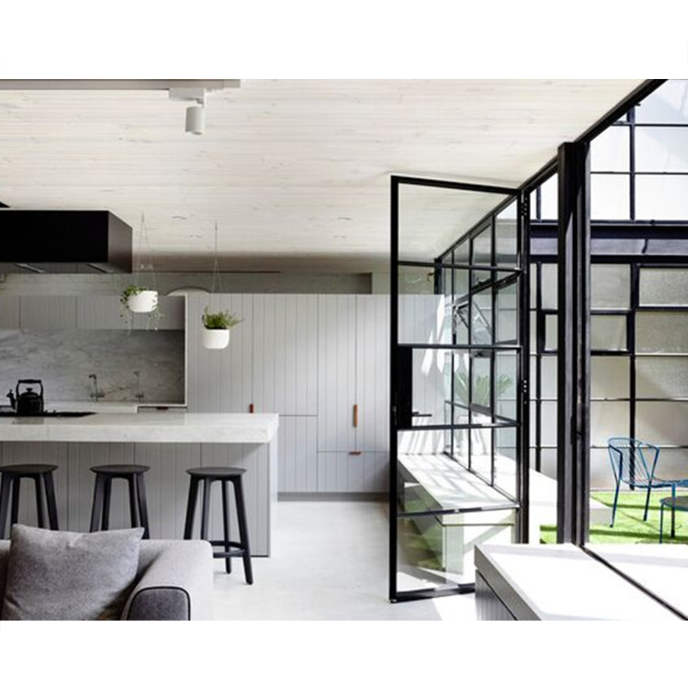 hot selling customized size steel framed glass doors wrought iron french door with tempered glass