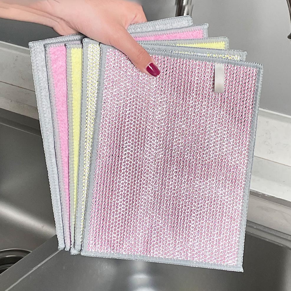 DS3727 Multipurpose Metal Steel Wire Dish Towel Dishwashing Rags Non Scratch Wire Dish Cloth Double-Layer Steel Wire Dishcloth