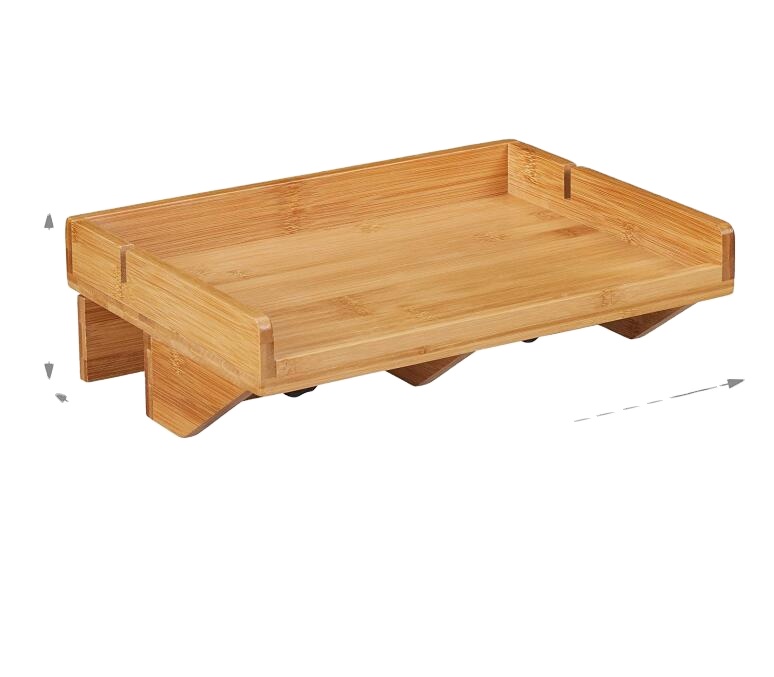 Bamboo clip Bed shelf mini bedside table tray for clamping tray 32.5 x 27 cm, natural, 5 x 27 cm