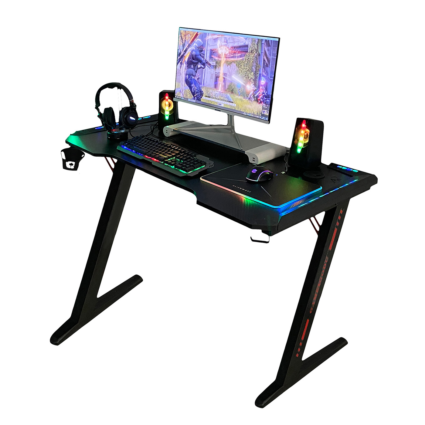 Desktop computer table 2021 High Quality Side Glow Office PC Table with Led Light Rgb For Home Gaming