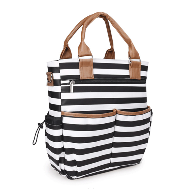 New Fashion Single Shoulder Diaper Tote Bag Waterproof Stripe Nappy Bag Portable Mommy Bag