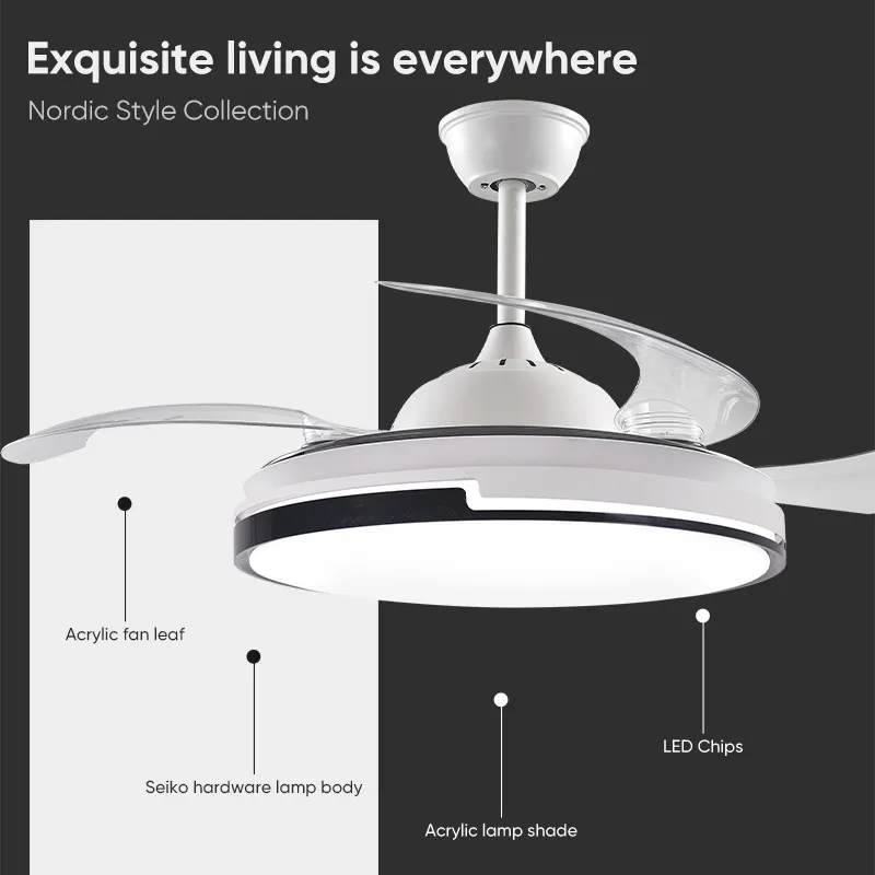 Fan With Light And Remote 90w Bedroom Living Room Ceiling Fan With Led Light 220v Electric Ceiling Fans With Light And Remote