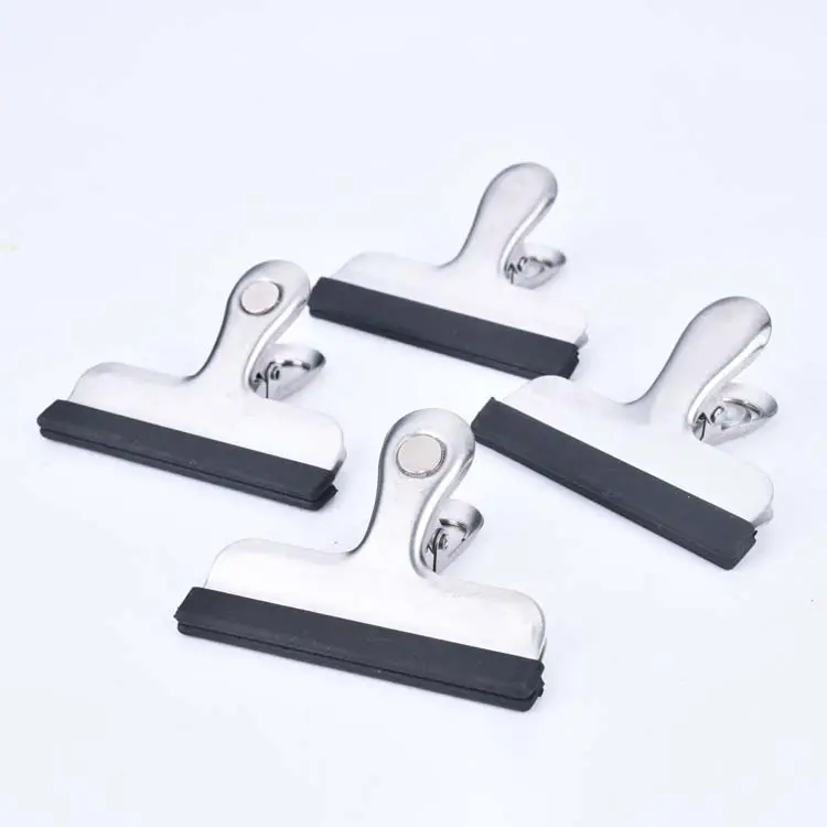 stainless steel Bag Clips set of 4 pcs Pack Chip Bag Clips Covered with Silicone with magnet