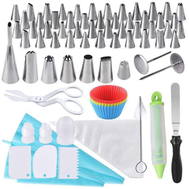 100 Pieces Stainless Steel Cake Decorating Baking Tools Set With Piping Bag