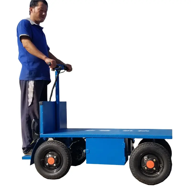 Hot sale OEM 1000kg electric flatbed cargo vehicles construction sites electric trolley could add removable guardrails