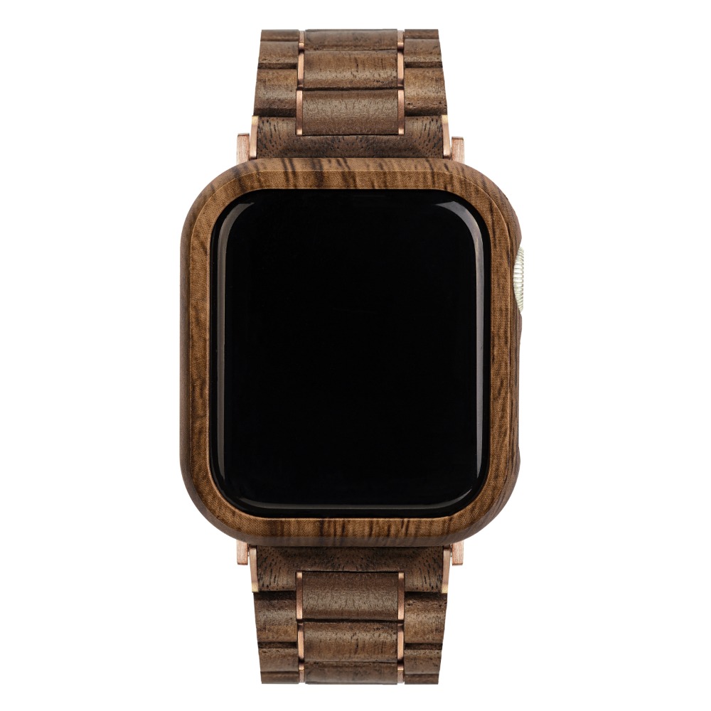 AW01A Custom Luxury Stainless Steel Metal Wood Smart Watch Band For Apple Iwatch Series 6 5 4 Se 38Mm 40Mm 42Mm 44Mm Strap