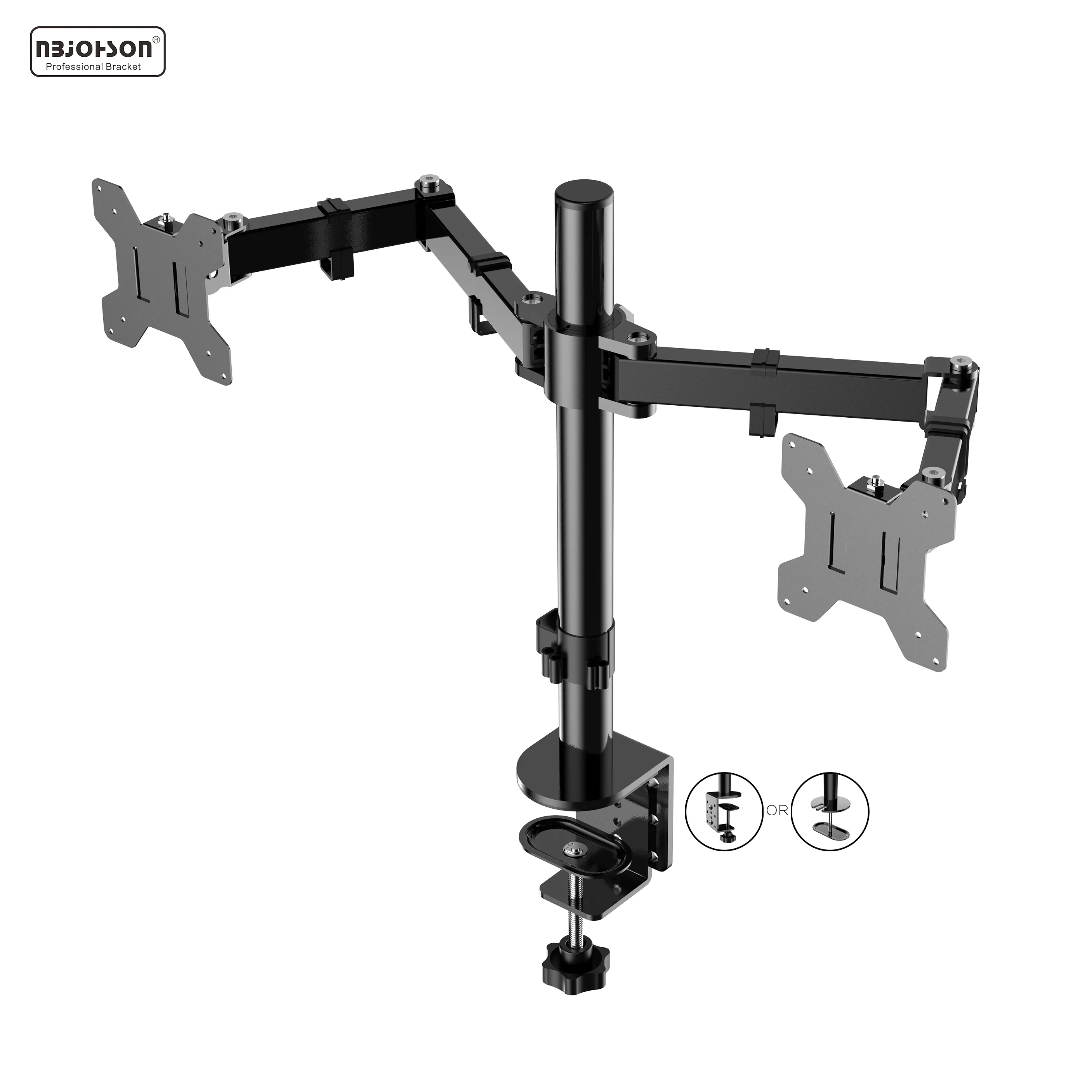 360 Degrees Fully Adjustable Dual Monitor Brackets Desk Mount Dual Monitor Arm