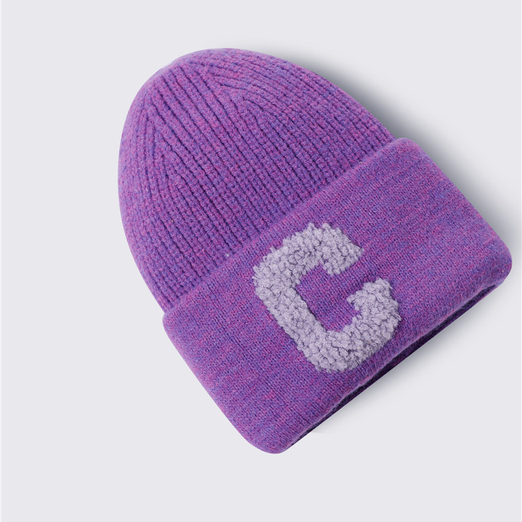 New Arrival Unisex Custom Design Letter Pattern Embroidery Knitted Wool Warm Winter Colorful Beanie Hat