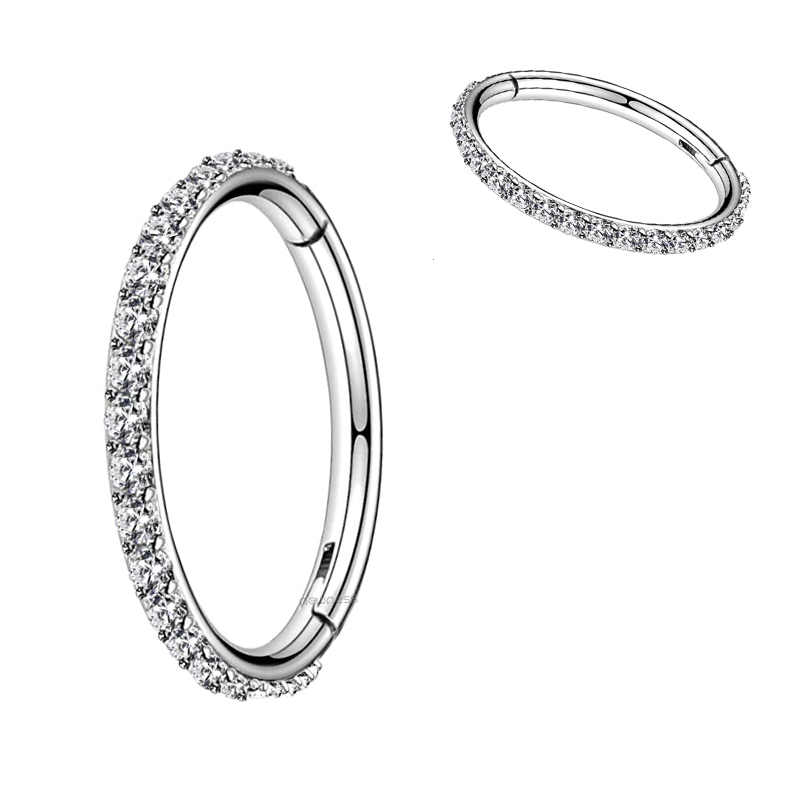 Newness 16 г 18 г ЧПУ набор CZ выложенная внешняя сторона 316L нержавеющая сталь распашные сегментные кольца ювелирные изделия для тела