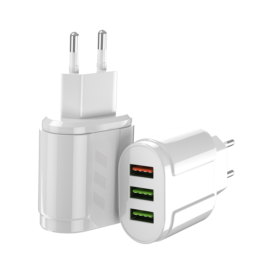 Multi Port Usb Charger 28W 3 Ports QC3.0+2.1A*2 For Mobile Phone