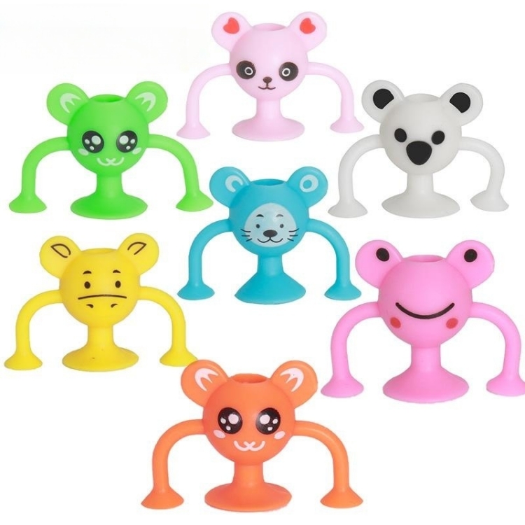 Lovely Cartoon Figurine Custom Color Promotional TPR Rubber Suction Cup Toy Building Blocks For Children