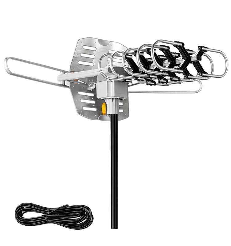 Outdoor 150 Mile Motorized 360 Degree Rotation OTA Amplified HD TV Antenna for 2 TVs W/33ft Coax Cable(FOB HOCHIMINH,VIETNAM)