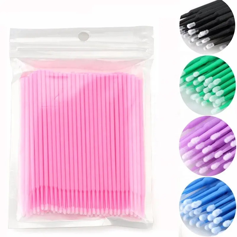 100pcs/bag Disposable Eyelash Extension Tools Makeup Eyelashes Brushes Micro Mascara Brush Applicators Mascara Brush Cotton Swab