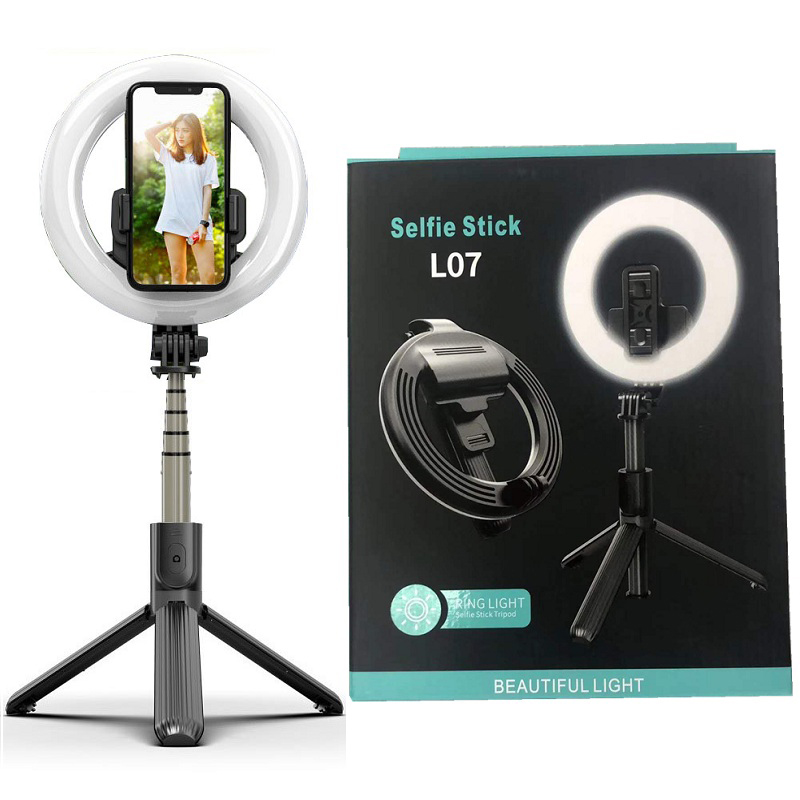 Mobile Phone Selfie Stick Tripod with Adjustable Brightness LED Beauty Ring Fill Light and Remote Control