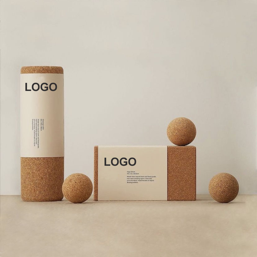 Natural Eco-friendly Custom Logo Cork Yoga Blocks cork non Toxic Yoga Bricks
