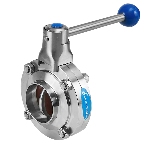 GS Sanitary Stainless Steel Manual Butt-Weld Butterfly Valve With Pull Handle type D Inch Series