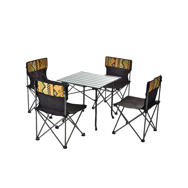 Outdoor table and chair set five-piece aluminum camping folding table and chair set