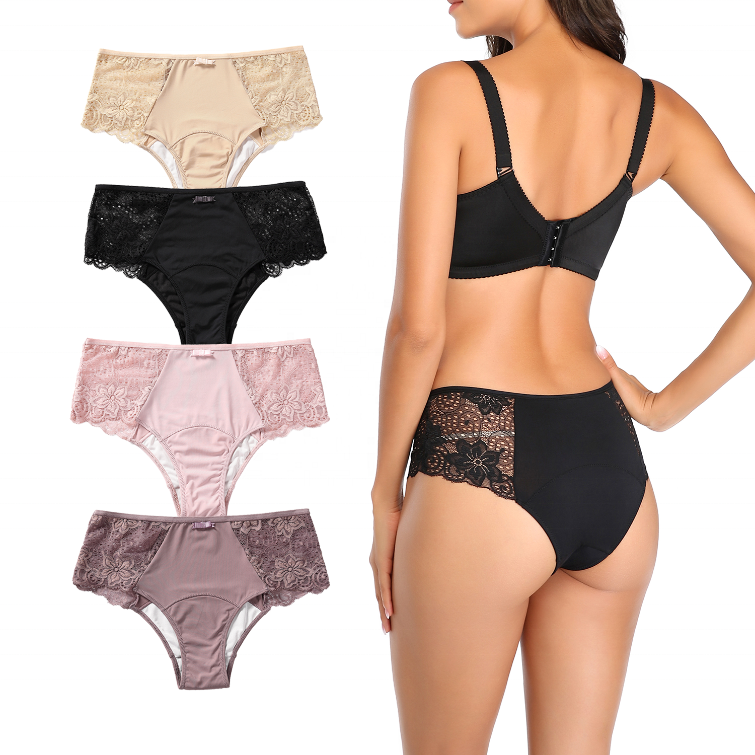 Underwear Women INTIFLOWER Wholesale 4 layer High Absorbency Menstrual Bikini lace Leakproof Period Panties