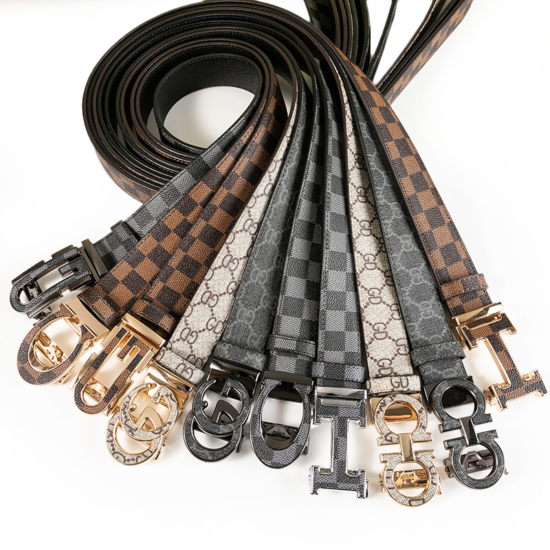 Men's automatic buckle leather belt leisure business youth alloy buckle top layer cowhide belt