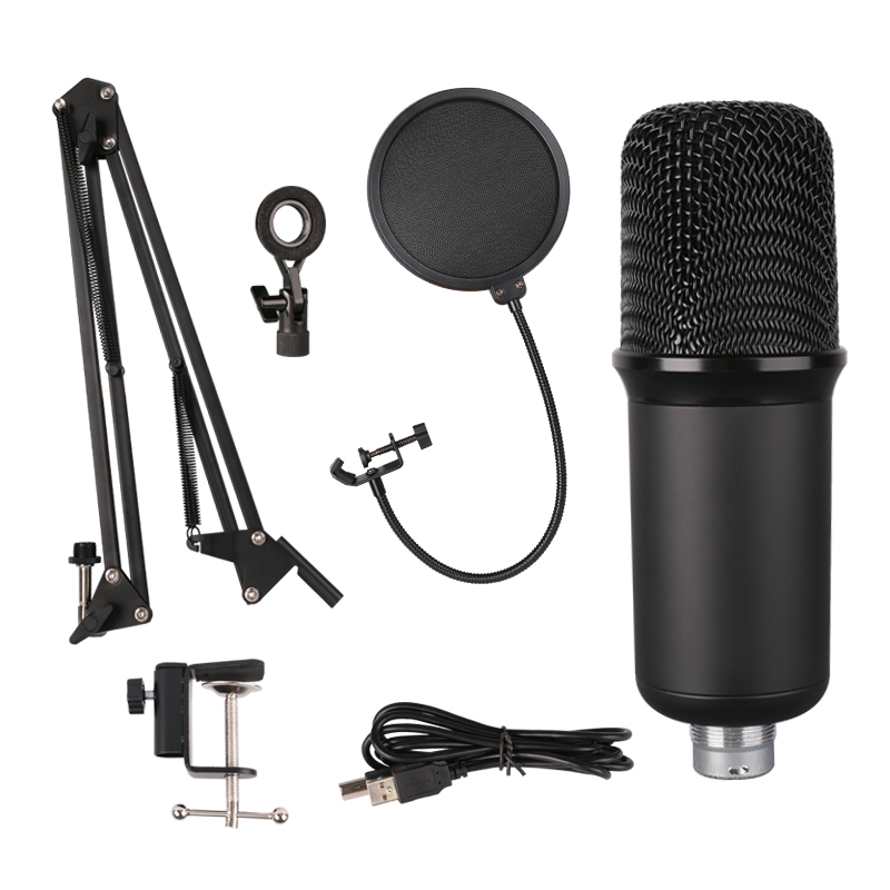 Professional Usb Condenser Microphone With Arm Stand Mic For Pc Suitable Studio Recording Singing