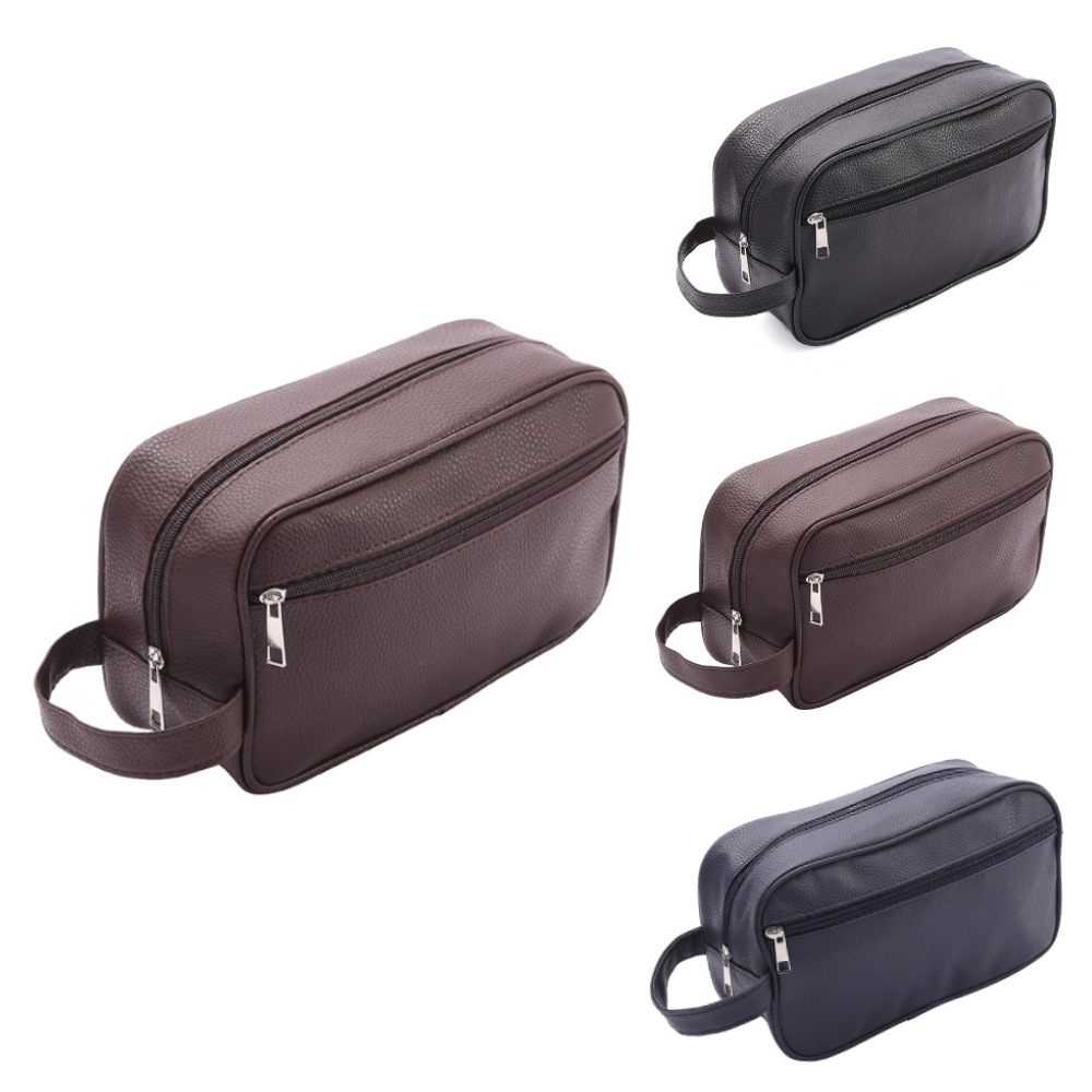 Custom Business Travel Multifunctional travel shave beauty cosmetic make up toiletry makeup bag pu leather mens toiletries bag