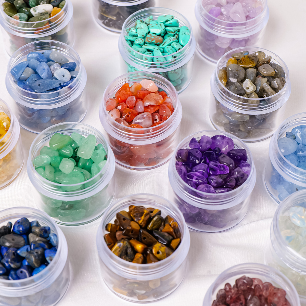 Wholesale Canning Natural Crystal Stone Semi-finished DIY Bracelet Jewelry With Hole Degaussing Stone Energy Stone