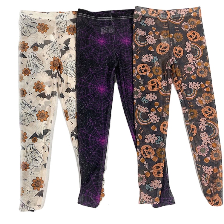 Fashion High Quality Kid's Halloween Sheer Footed Tights Toddler Baby Pumpkin Leggings Girls Soft Fabric Printed pantyhose