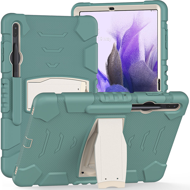 For Samsung Tab S7 FE 12.4 T730 T735 T736 hard foldable stand pencil slot tablet case shockproof thick silicone full body cover