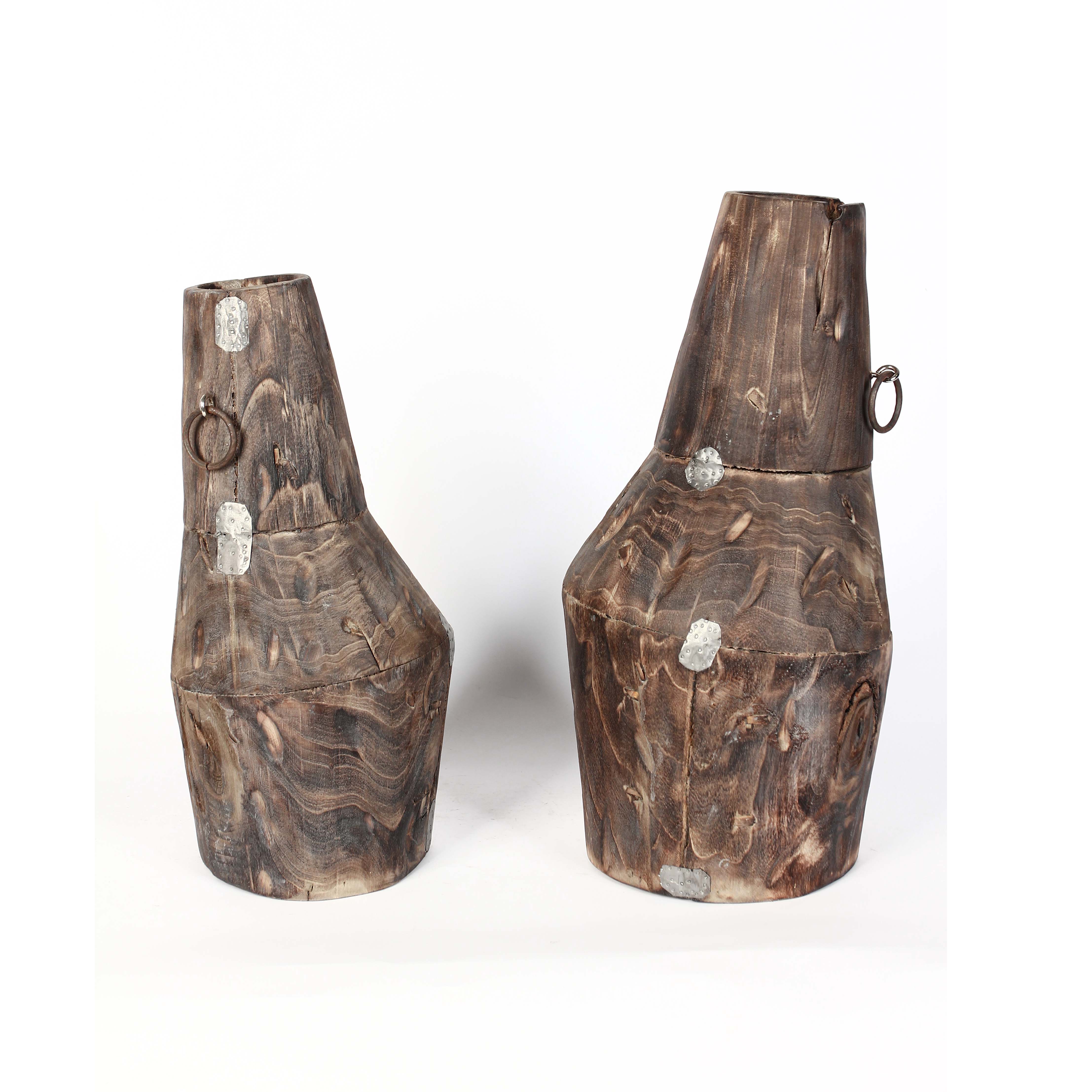 Farmhouse wooden decorative vase for home and garden floor vase with handmade craft