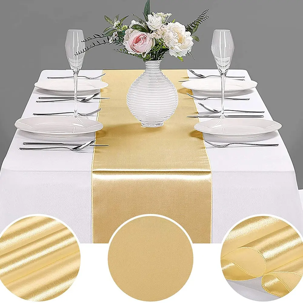 table runner decoration Satin Table Runner For Wedding Party Event Banquet Table Runner Luxury Dinner Tablecloth Home Wedding