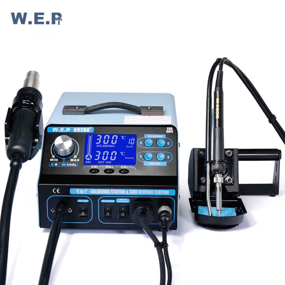 Паяльная станция 4 in1hot air с функцией дыма, сварочный аппарат BGA WEP 992DA +