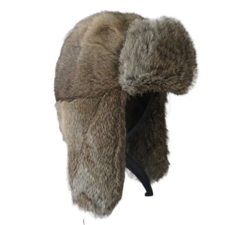 100% Real Full Fur Russian Fur Hare Rabbit Fur Earflap Hat