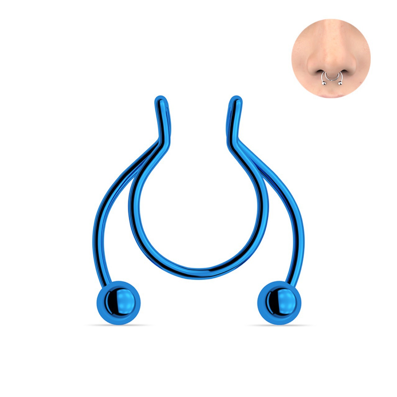 Fake Nose Ring Black Color Round fake Septum Piercing Clicker Faux Clip Non stainless steel nose rings