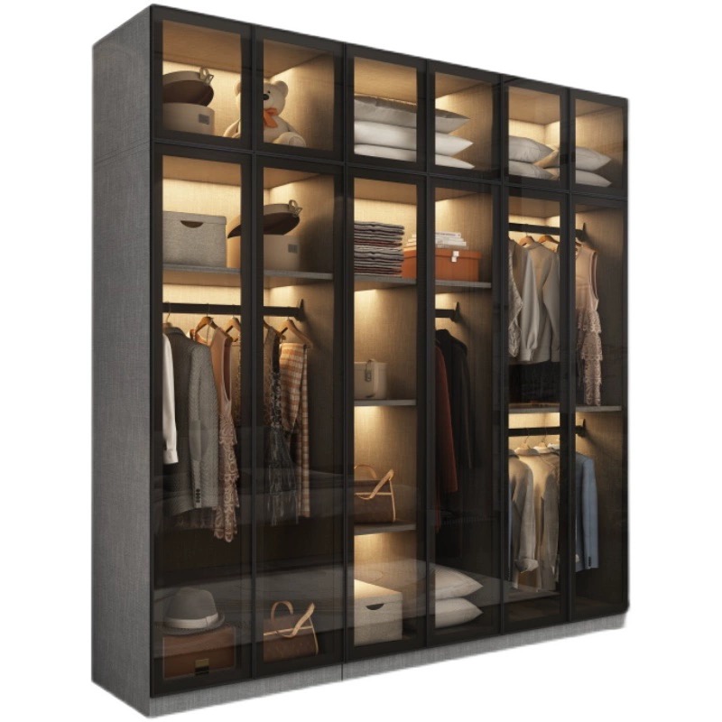 Customized Bedroom Furniture Light Luxury Bedroom Glass Wardrobe Design