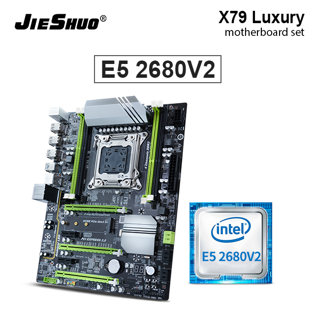 Jieshuo X79 большая материнская плата E5 2680 V2 десятиядерный процессор M.2 USB3.0 LGA 2011 настольные компьютерные материнские платы