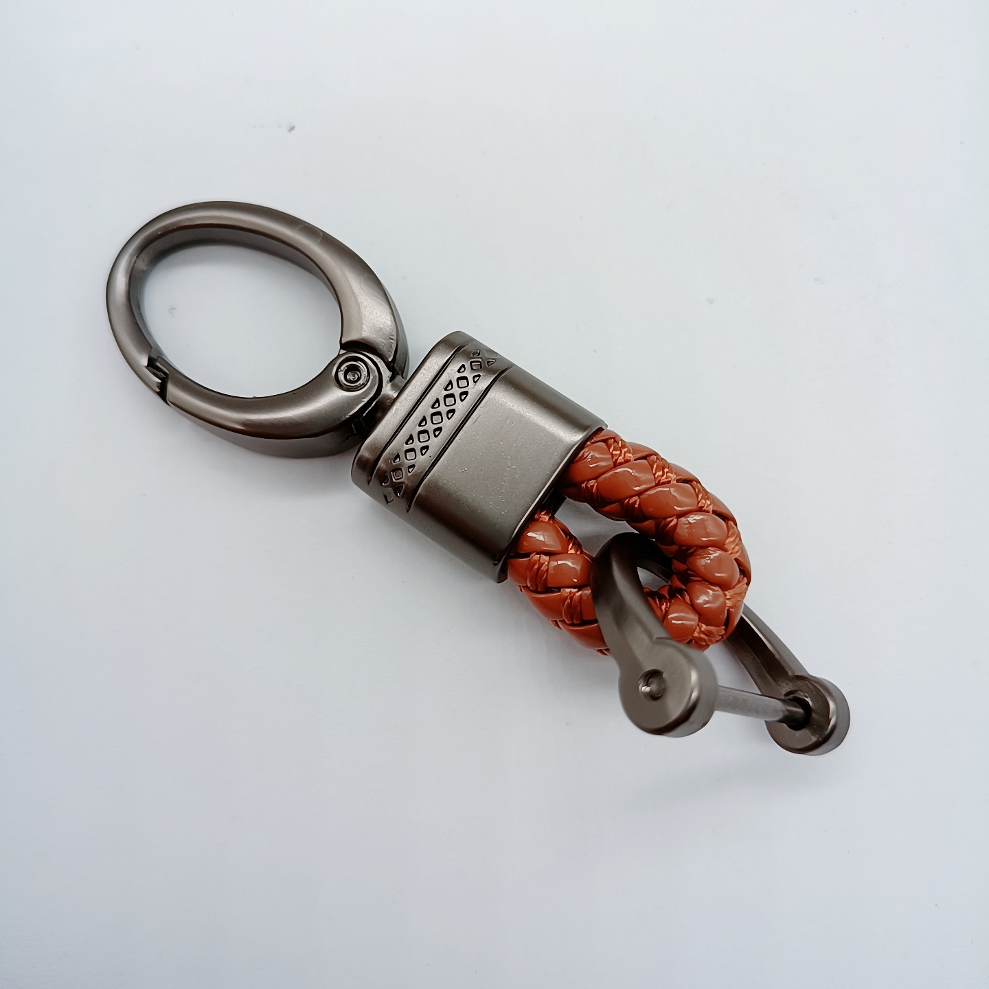 Black Genuine Leather Universal Gun Metal Keyring Holder Colorful Braided Rope Strap Keychain