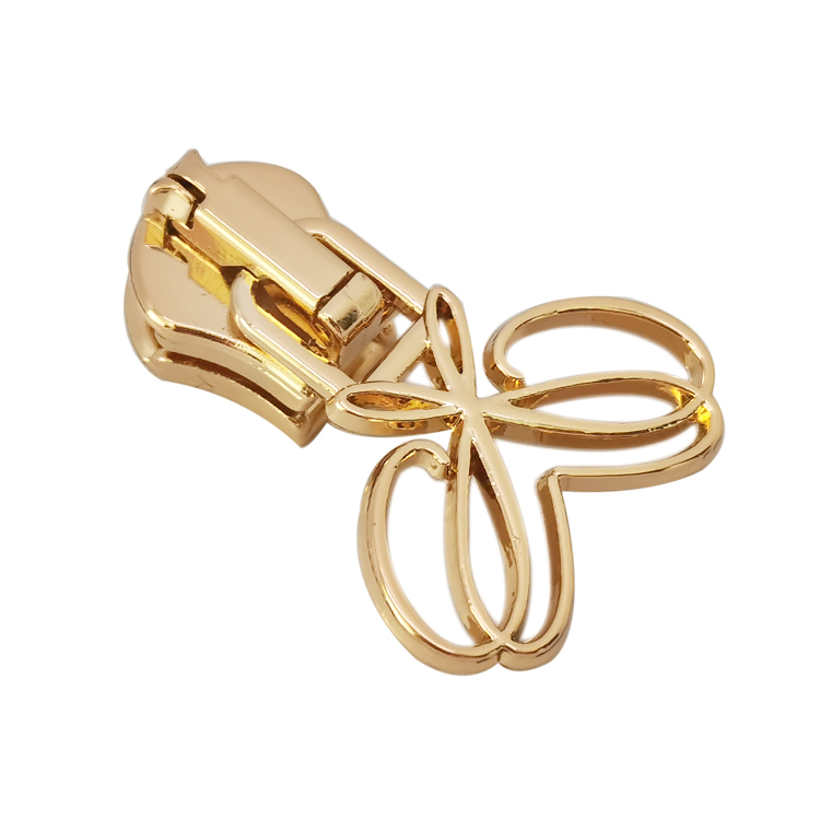 Factory Direct sales cut out logo zip pull custom metal zipper slider puller for bags clothing