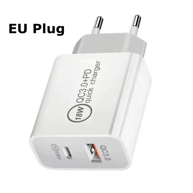CE FCC Approved Slim 18W Quick Dual Port QC3.0 PD Quick Charger USB Wall Charger for Samsung