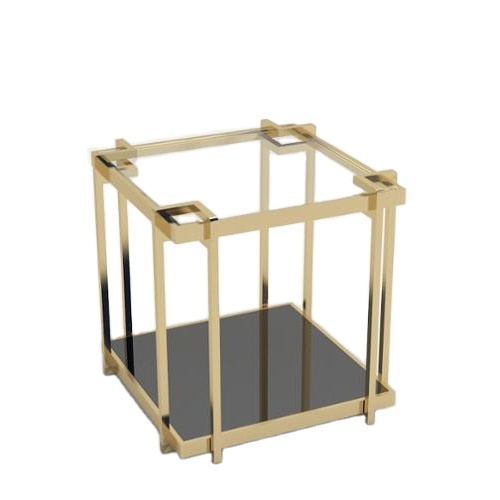hotel high quality end table with stainless steel base and glass top