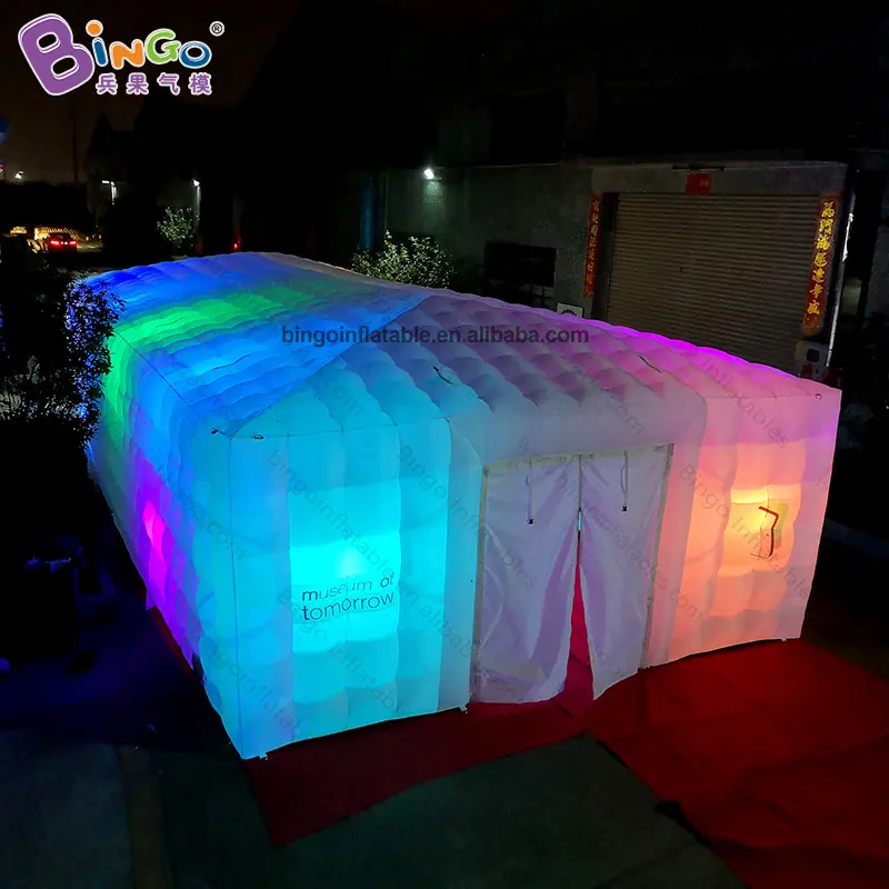 2021 Inflatable Cube Tent with LED Lights / Air-blown Square Tent with Doors